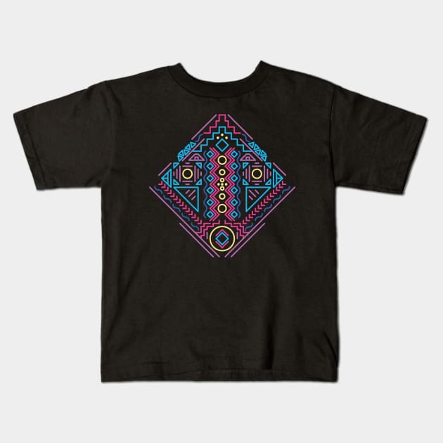 Native American Pattern in Retro Colours Kids T-Shirt by JDP Designs